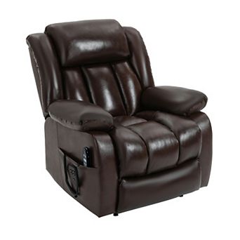 Dual Motor 350LB Leatherette Power Lift Recliner 8-Point Vibration Massage Lumbar Heating