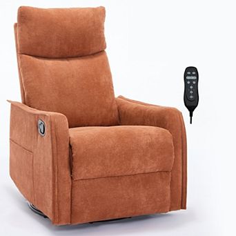 Orange Heat Massage Manual Recliner Chair with Rocker and Swivel