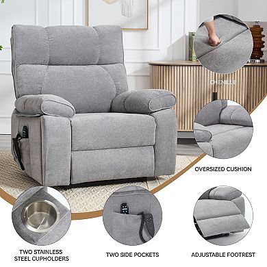 Heat Massage Dual Motor 350LB Power Lift Recliner Infinite Position Hidden Cup Holders Remote