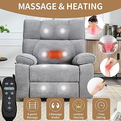 Heat Massage Dual Motor 350LB Power Lift Recliner Infinite Position Hidden Cup Holders Remote