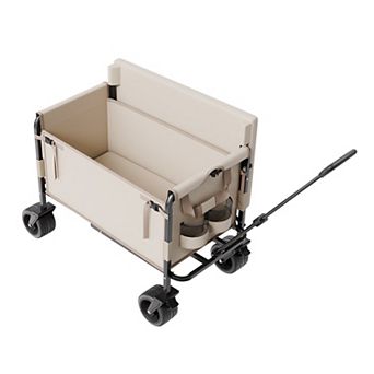 2-in-1 Convertible Folding Wagon Bench with 550 lb Capacity & Adjustable Handle