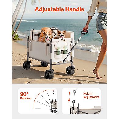 2-in-1 Convertible Folding Wagon Bench with 550 lb Capacity & Adjustable Handle