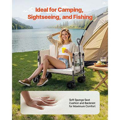 2-in-1 Convertible Folding Wagon Bench with 550 lb Capacity & Adjustable Handle