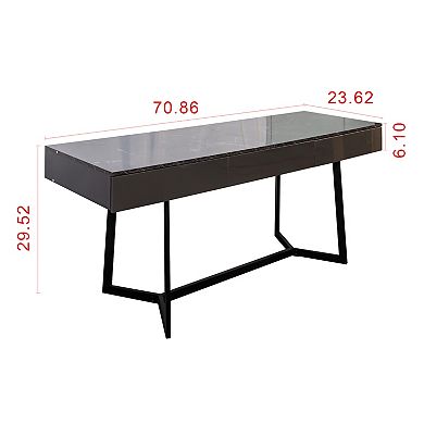 Black Computer Desk with Metal Legs