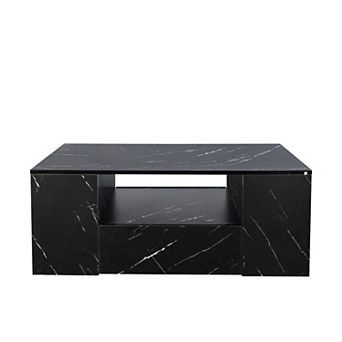 Modern LED Coffee Table with Drawers and Shelf