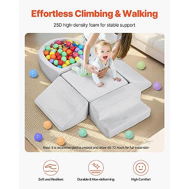 Foam Climbing Blocks 5-Piece Set with Ball Pit Baby Indoor Playset