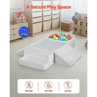 Foam Climbing Blocks 5-Piece Set with Ball Pit Baby Indoor Playset