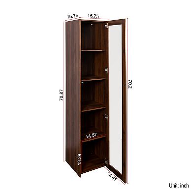 Storage Cabinet with 5 Shelves and LED Lights