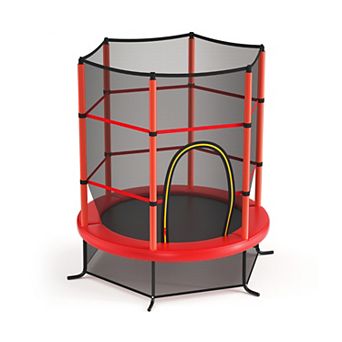 55 Inch Kids Trampoline With Safety Net Indoor Outdoor Rebounder