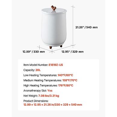 Automatic Towel Warmer Bucket with Safety Shut-Off Feature