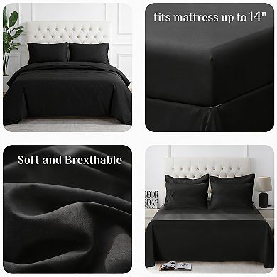 KINTEN Ultra-Soft 7pc Oeko-Tex Cal-King Bedding Set Down-Alternative Sheets Shams