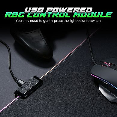 Lumen8 RGB LED Gaming Desk Mouse Pad, USB Powered, Micro-Textured Control Surface, 11.8" x 31.5"