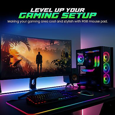 Lumen8 RGB LED Gaming Desk Mouse Pad, USB Powered, Micro-Textured Control Surface, 11.8" x 31.5"