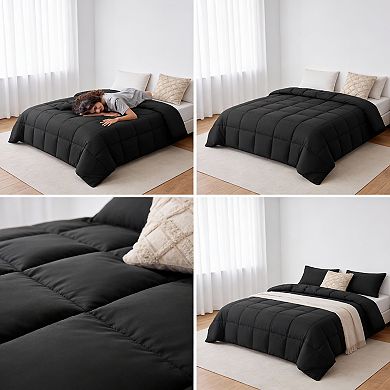 KINTEN Black Queen 7pc Comforter Set All-Season Down-Alternative Bedding