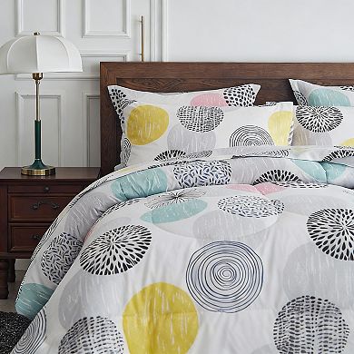 KINTEN Colorful Dots 7pc Microfiber Comforter Set Breathable All Season