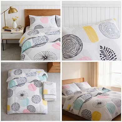 KINTEN Colorful Dots 7pc Microfiber Comforter Set Breathable All Season