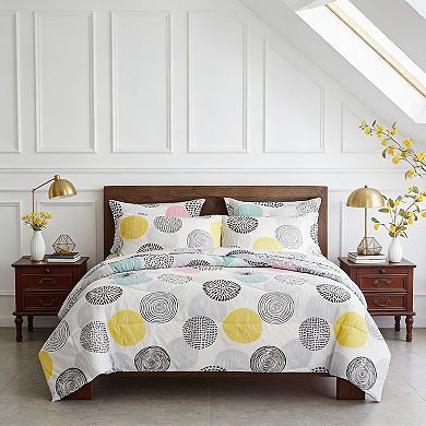 KINTEN Colorful Dots 7pc Microfiber Comforter Set Breathable All Season