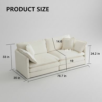 Homy Casa Chenille Loveseat Sofa with 4 Pillows, Deep Seat 2-Seat Couch