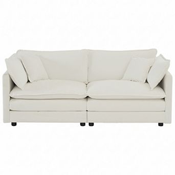 Homy Casa Chenille Loveseat Sofa with 4 Pillows, Deep Seat 2-Seat Couch
