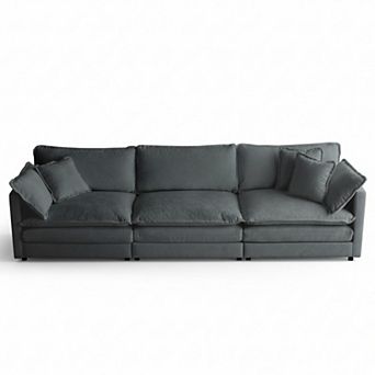Homy Casa Chenille 3-Seater Sofa with Toss Pillows, Modern Couch