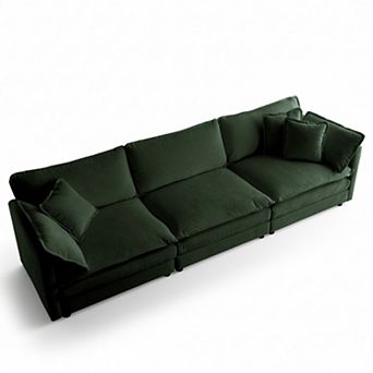 Homy Casa Chenille 3-Seater Sofa with Toss Pillows, Modern Couch