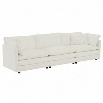 Homy Casa Chenille 3-Seater Sofa with Toss Pillows, Modern Couch