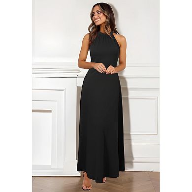 Halter Neck Maxi Cocktail Dress for Women, Wedding & Evening
