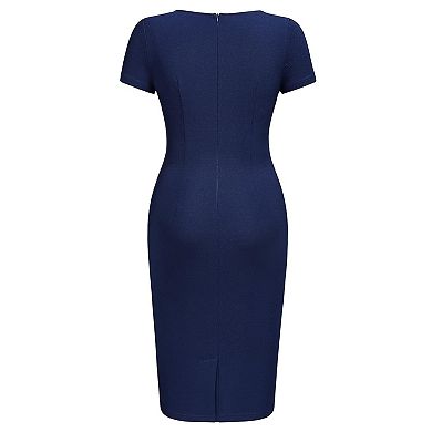 Women's Sheath Dress with Keyhole Neck and Wrap Design for Parties
