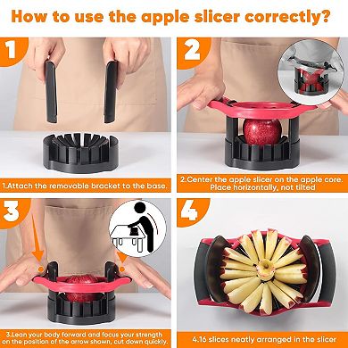 5.12” Heavy-Duty Stainless Steel Apple Slicer & Corer Cuts 16 Slices, Dishwasher Safe