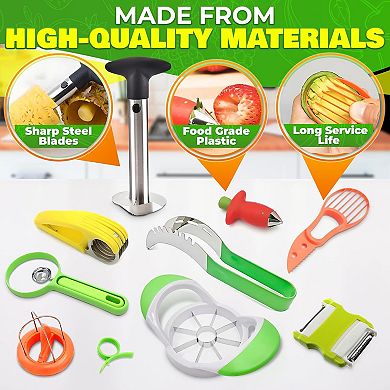 10-Piece Pineapple Corer & Multi-Fruit Slicer Set Works for Apples, Melons, Avocados & More