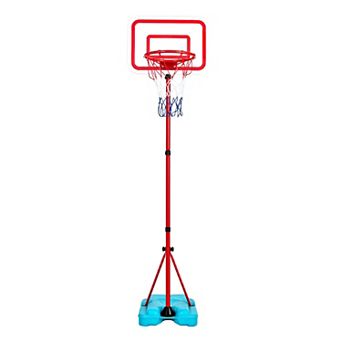 Adjustable Basketball Hoop Set for Home Play and Skill Development - Red