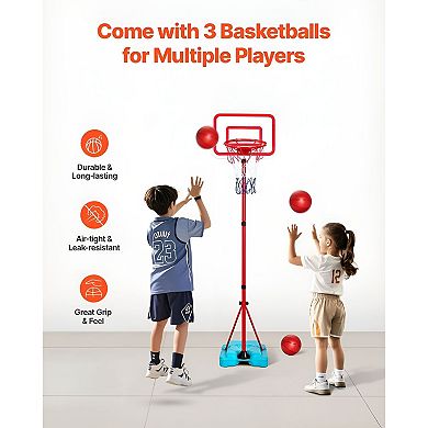 Adjustable Basketball Hoop Set for Home Play and Skill Development - Red