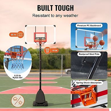 Backyard Basketball Hoop with Fillable Base and Adjustable Height - Black