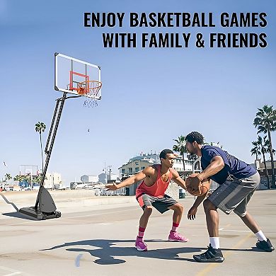 Backyard Basketball Hoop with Fillable Base and Adjustable Height - Black