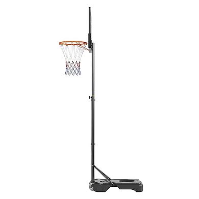 Adjustable Basketball Hoop with Ball Storage Groove and Wheels - Black