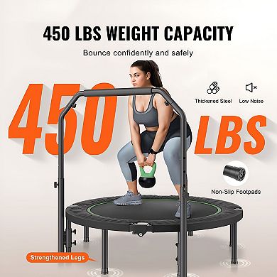 Foldable Fitness Trampoline with Steel Frame, Home Cardio and Core Exercise - Black