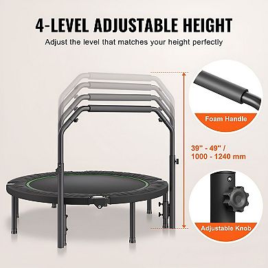Foldable Fitness Trampoline with Steel Frame, Home Cardio and Core Exercise - Black