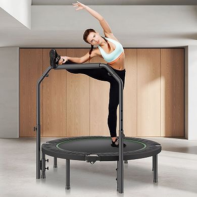 Foldable Fitness Trampoline with Steel Frame, Home Cardio and Core Exercise - Black