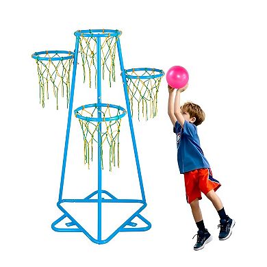 Adjustable Basketball Hoop Set for Active Play, Skill Development - Blue