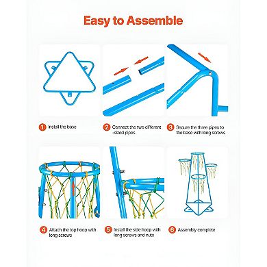 Adjustable Basketball Hoop Set for Active Play, Skill Development - Blue