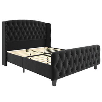 51"H Queen/King Size Platform Bed Frame - Deep Button Tufted Wingback Headboard & Footboard