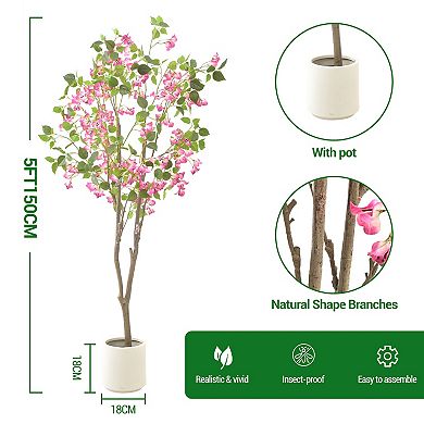 5FT Artificial Trees, Faux Tree, Artificial Planter, Artificial Fake Tree Flower Potted