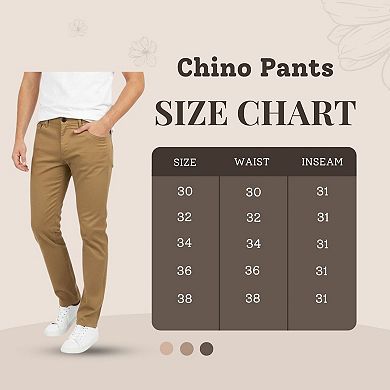 Mens 3 Pack Chinos Slim Fit Stretch Pants