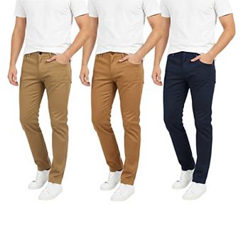 Mens 3 Pack Chinos Slim Fit Stretch Pants