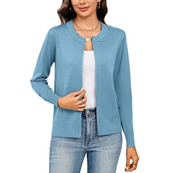 Womens Long Sleeve Zipper Knit Sweater Lightweight Jacket