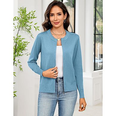 Womens Long Sleeve Zipper Knit Sweater Lightweight Jacket