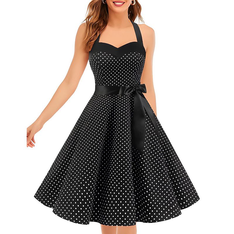 50s holiday party dress Women 1950S Vintage Polka Dot Dress, Cocktail Pinup For Teen, Retro Wedding cocktail christmas party dress