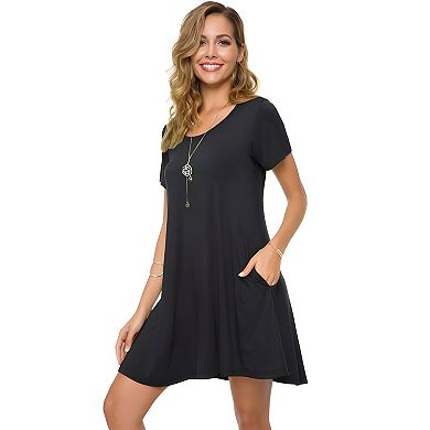 Plus Size Tunic Dress for Women, Casual T-Shirt Style with Pockets
