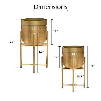 Aira Set of 2 Planters, Tall, Foldable Stand, Antique Finish