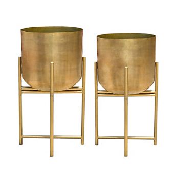 Aira Set of 2 Planters, Tall, Foldable Stand, Antique Finish